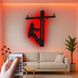 Décoration murale LED personnalisée pour lineman | Panneau métallique sur mesure pour électricien | Déco silhouette de poteau pour professionnel des services publics, bureau ou man cave
