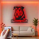 Décoration murale en métal personnalisée Schnauzer LED pour un cadeau pour les amoureux des chiens