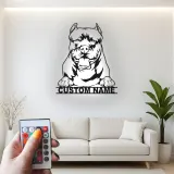Custom Pit Bull LED Metal Sign | Personalized Dog Silhouette Decor | Pet Memorial Wall Art | Unique Gift for Dog Lovers