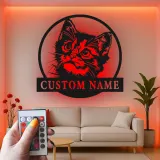 Insegna in metallo personalizzata con luce LED per gatti - Regalo per amanti dei gatti, decorazione per camera da letto o soggiorno