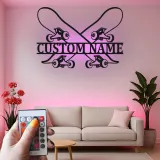 Panneau LED personnalisé avec skateboards croisés | Décoration murale skateur personnalisée | Déco chambre ado | Cadeau original pour board
