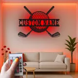 Custom Golf LED Metal Wall Art | Personalized Golfer Name Sign | Man Cave Decor & Home Bar Gift