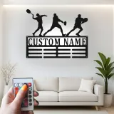 Insegna in metallo personalizzata per giocatore di tennis | Arte murale LED con nome personalizzato | Decorazione per stanza sportiva per atleta, allenatore