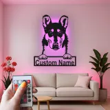 Décoration murale en métal LED personnalisée pour les amoureux des chiens - Berger Allemand 3