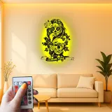 Sugar Skull LED Metal Sign | Personalized Gothic Wall Art | Custom Name Decor for Tattoo Studio & Salon