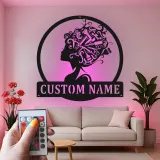 Custom Hairstylist LED Sign | Personalized Metal Wall Art for Salon Decor | Beauty Shop Logo & Hairdresser Gift