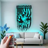Custom Baseball Player Led Light Metal Wall Art Sports Fan Gift Game Room Decor for Baseball Lovers
