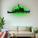 Art mural en métal LED USS Direct MSO 430 | Panneau silhouette de navire de la marine | Cadeau pour vétéran militaire | Décor nautique
