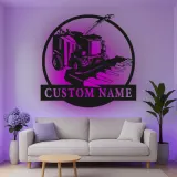 Cartel de metal personalizado con luz LED de cosechadora de forraje, regalo para agricultores, decoración agrícola para casa de campo