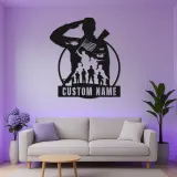 Insegna LED Silhouette Soldato Personalizzata | Insegna in Metallo Fatta a Mano | Tributo Patriottico ai Militari e Regalo per Veterani