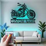 Insegna in metallo LED personalizzata per motociclette - Regalo per motociclisti, decorazione per garage o man cave 3