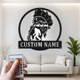 Insegna in metallo personalizzata Bigfoot Forest con luce LED regalo per appassionati di outdoor decor per cabine o man cave