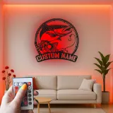 Panneau de pêche personnalisé avec LED | Décoration murale en métal sur mesure | Déco de maison de lac et salle de loisirs | Cadeau pour pêcheur