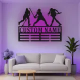 Cartel de metal personalizado de jugador de hockey sobre césped LED regalo personalizado para atleta decoración de sala de deportes