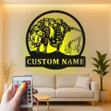 Opossum LED Metallschild | Personalisierte Wildtier-Dekoration aus Virginia | Geschenk für Naturfreunde | Rustikales Cabin-Dekor