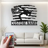 Cartel de metal LED personalizado con bandera americana para soldados, regalo militar para veteranos, decoración patriótica del hogar