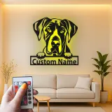 Insegna in metallo LED personalizzata per amanti dei cani con Alano - Regalo per la sala da pranzo