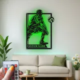 Insegna in metallo personalizzata con luce LED per giocatore di pallavolo - Regalo per atleti e decorazione per sala giochi
