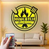 Insegna in metallo personalizzata per barbecue e luce LED regalo per maestro del grill decorazione per patio all'aperto