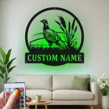 Pheasant Metal Wall Art | Custom Wildlife Sign with LED | Personalized Hunter Gift for Cabin Decor