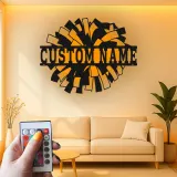 Insegna in metallo LED a pom pom di cheerleading regalo personalizzato per cheerleader decorazione camera o sala giochi