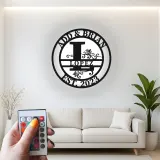 Décoration murale en métal personnalisée avec rétroéclairage LED - Cadeau de crémaillère personnalisé pour le salon avec date d'établissement