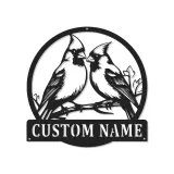 Insegna in metallo personalizzata con coppia di cardinali e luce LED - Regalo per amanti degli uccelli - Decorazione per soggiorno e natura