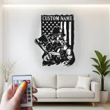 Individuelles Feuerwehr-LED-Schild | Personalisierte Metall-Wandkunst | Patriotisches Helden Geschenk für Ihn | Feuerwehrmann Wohnkultur