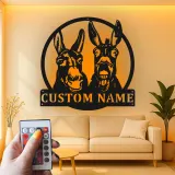 Cartel de metal LED personalizado de dúo de burros, regalo de granja, decoración para el granero o el salón