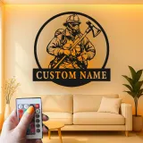 Panneau LED Personnalisé pour Pompier | Décoration Murale en Métal Personnalisée pour Caserne de Pompiers | Cadeau pour Premier Intervenant | Décor de Maison de Héros