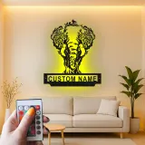 Cartel de metal LED de árbol de elefante personalizado, regalo de vida salvaje, decoración de sala de estar naturaleza