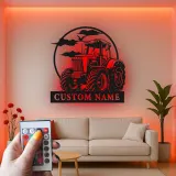 Cartel de metal LED de tractor personalizado Regalo para agricultores Decoración rústica de granja para amantes de la agricultura