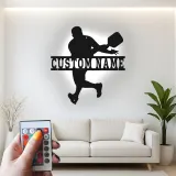 Pickleball Player LED Metal Art | Custom Name Sign | Sport Gift for Athlete | Game Room Decor