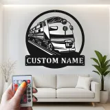 Custom Train Locomotive Led Light Metal Wall Art Personalized Gift for Train Enthusiasts Man Cave Decor 1