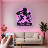 Arte murale in metallo militare personalizzata | Insegna LED patriottica con soldato | Regalo personalizzato per veterani per man cave