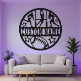Insegna LED football personalizzata | Decorazione murale in metallo | Arredo per cameretta ragazzi e regalo per atleta