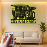 Cartel de metal LED de camión volquete personalizado, regalo para entusiastas de la construcción, decoración de garaje u oficina