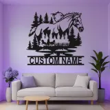 Arte murale in metallo LED personalizzata per cavalli | Decorazioni equestri per ranch | Segnaletica per stalle e regalo per amanti dei cavalli