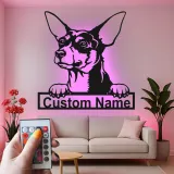 Cartel de metal personalizado con luz LED de chihuahua, regalo para amantes de los perros, decoración para sala de estar