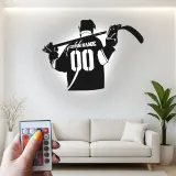 Cartel LED personalizado de jugador de hockey | Decoración mural de metal a medida | Decoración para habitación de aficionados al deporte y regalo para deportistas