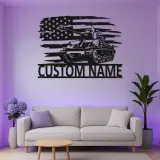 Personalized Tank Metal Art | LED American Flag Sign | Custom Military Decor for Veteran | Man Cave Wall Art