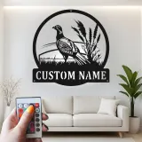 Pheasant Metal Wall Art | Custom Wildlife Sign with LED | Personalized Hunter Gift for Cabin Decor