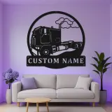 Panneau LED Trucker Personnalisé | Décoration Murale en Métal de Camion Semi Personnalisée | Décor de Garage & Plaque Nom