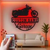Cartel de metal LED personalizado de motocicleta, regalo de garaje para él, decoración de man cave