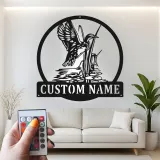 Personalisierte LED-Metall-Wandkunst mit Entenjagd-Motiv – Geschenk für Jäger, rustikale Hüttendeko
