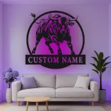 Insegna in metallo personalizzata con luce LED a forma di toro, regalo per lui, decorazione rustica per il ranch