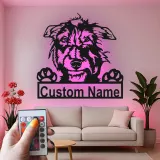 Custom Terrier Dog Led Light Metal Wall Art Personalized Pet Parent Gift Living Room Dog Decor