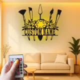 Insegna in metallo personalizzata con luce LED a forma di tavolozza per artisti regalo personalizzato per pittori, decorazione per studio o sala d'arte