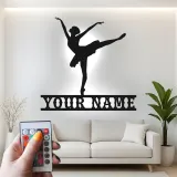 Insegna in metallo LED ballerina personalizzata, regalo per ballerini, decorazione per studio di danza o camera da letto
