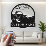 Snow Plow Truck Metal Sign | Custom LED Garage Wall Art | Personalized Gift for Driver | Heavy Duty Vehicle Decor